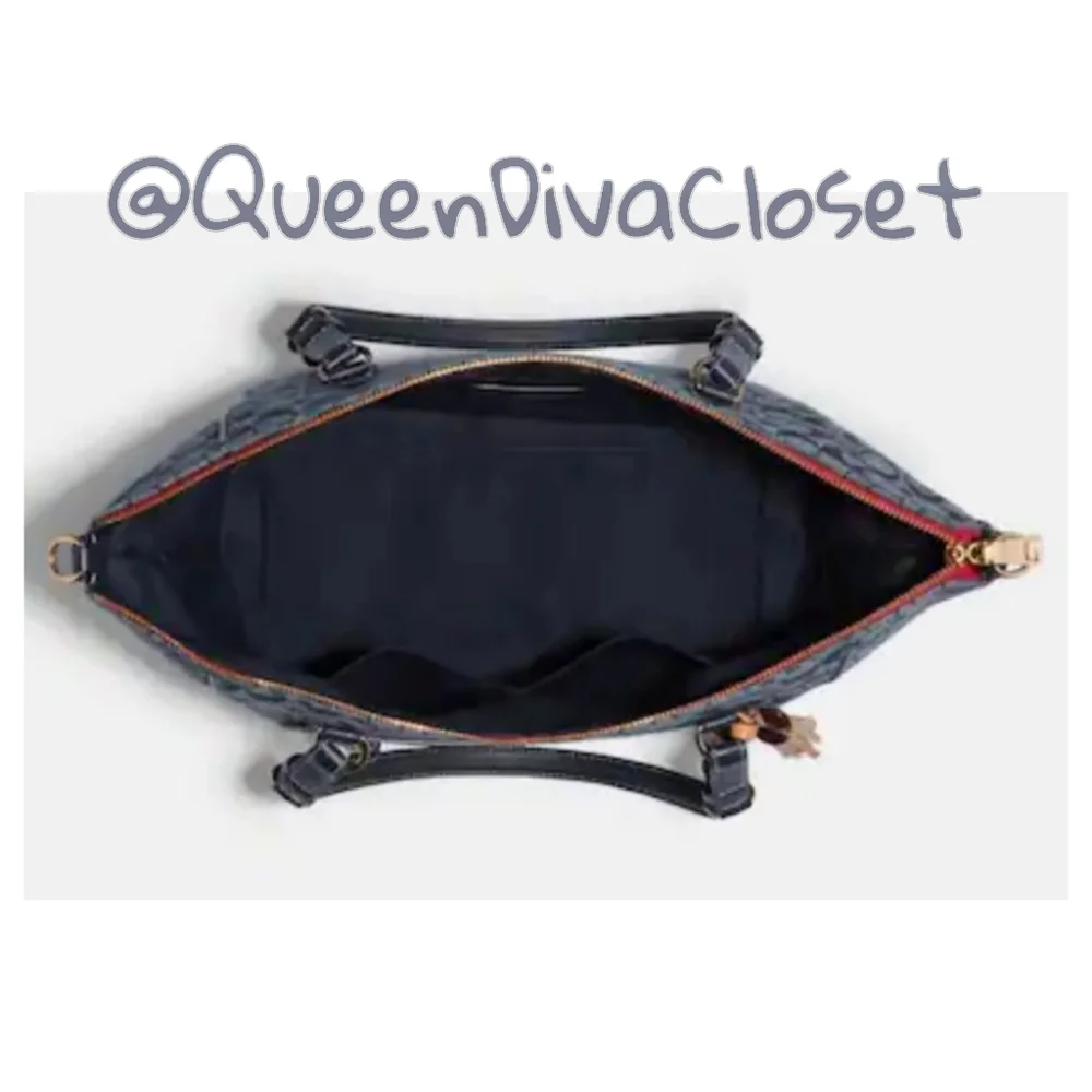 New Coach kleo carryall denim signature chambray tote bag purse - Picture 3 of 12